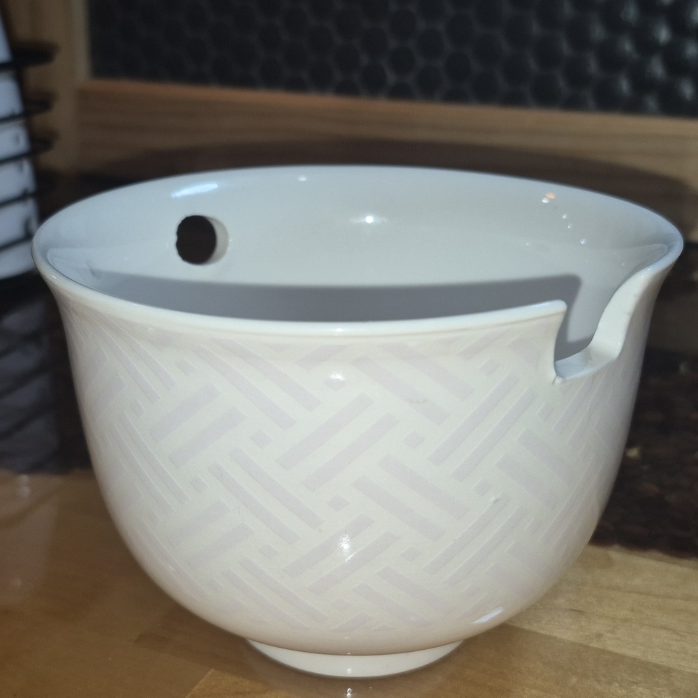 White and Pink Ceramic Noodle Bowl